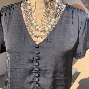 Kendall & Kylie black button down crop top